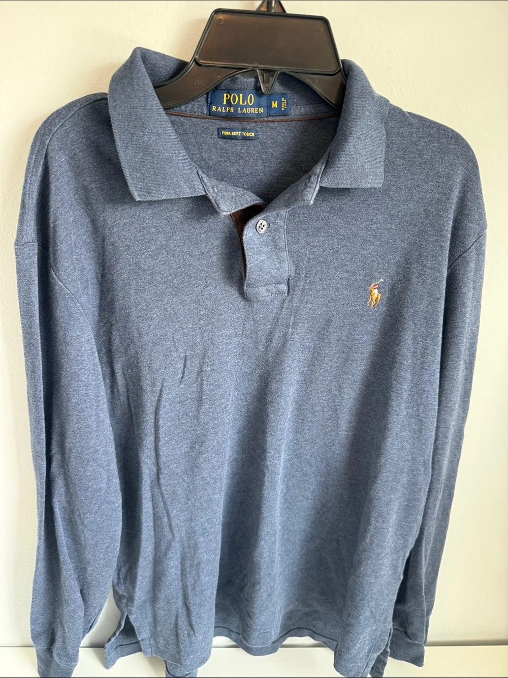 Ralph Lauren Long-Sleeve Polo in Heather Navy with Embroidered Pony